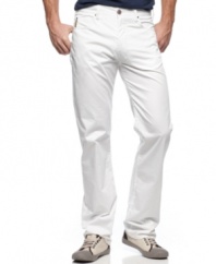 Get that worn-in look to match your casual style with these wrinkle-effect jeans from Armani Jeans.