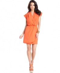 With pleat details & wrap-style front, this Bar III dress is a fashion-forward foundation for a pretty summer look!