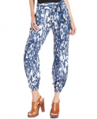 These printed pants by DKNY Jeans are surprisingly versatile! The abstract print and casual, vintage-inspired silhouette makes them a perfect match with a basic tee or button-front shirt.