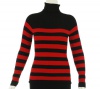 INC International Concepts Striped Turtleneck Shirt Black/Red S