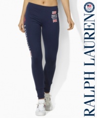 Designed in a season-spanning jersey knit with a hint of ultra-comfortable stretch, Ralph Lauren's essential legging is emboldened with country graphics, celebrating Team USA's participation in the 2012 Olympic Games.