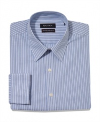 In a crisp, subtle pattern, this dress shirt from Nautica instantly updates your work-day style.