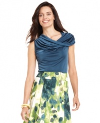 Jones New York's fluid cowl-neck top is a feminine basic. Pair it with a floral-printed skirt for a perfectly balanced ensemble.