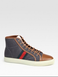 Grey felt with green/red/green signature web detail.Cuir leather trimOff-white rubber sole with embossed Gucci script logoMade in Italy