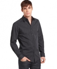Superior style. French cuffs add a elite quality to this shirt from Kenneth Cole Reaction.