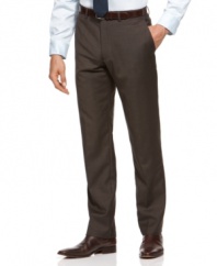 Break out of the tan-gray-black routine and jump right into these brown weave dress pants from Alfani RED.
