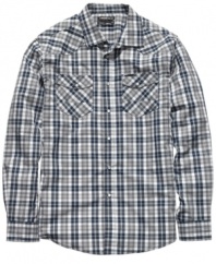 Square off in your weekend wardrobe with this cool plaid shirt from Ecko Unltd.
