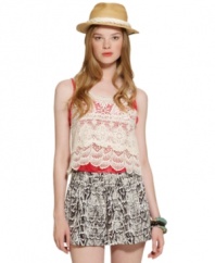 With a lace overlay and a colorful lining that really pops, this top from Bar III is essential for any modern bohemian. Pair it with flirty shorts for daytime or with a body-con maxi skirt at night!