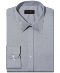 Steel yourself. This sleek gray dress shirt from Tasso Elba is a surefire power play for your nine-to-five.