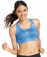 Nike's sports bra is that perfect basic for all sorts of activities! The Dri-FIT technology wicks moisture away so you keep cool and comfortable during your workout.