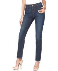 The ultimate skinnies from DKNY Jeans, with a touch of stretch for a great fit! The blue wash features just right amount of fading for a flattering look you'll wear all year long.
