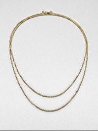 A baby box chain necklace in radiant 18k gold. 18k goldLength, about 32Lobster clasp closureImported 