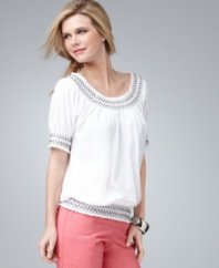 A pretty peasant top makes any outfit pop! You can wear Style&co.'s version all year round.