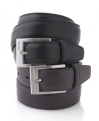Instantly class up your dress wardrobe with this smooth leather belt from Nautica.