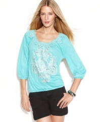 Pair INC's embroidered peasant top with shorts or slim capris to give any outfit a touch of exotic elegance.