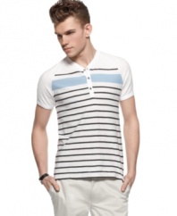 Your classic henley gets a modern upgrade with horizontal striping from Kenneth Cole Reaction.