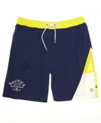 Short shorts? Not here. These trunks from Nautica add just a touch of length to your look for summer.