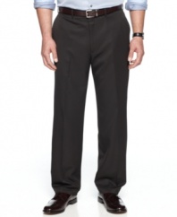 Lightweight and with a little extra room to move, these Haggar dress pants make a great choice for a guy on the go.
