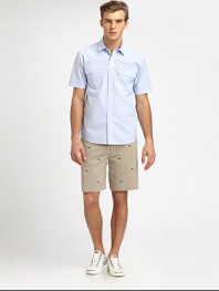 Signature whale embroidery adorns this classic-fitting short style, shaped in lightweight, cotton for a clever, preppy finish.Flat-front styleSide slash, back welt pocketsInseam, about 9CottonMachine washImported