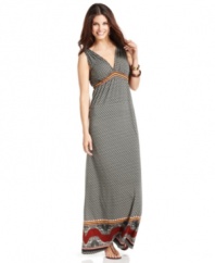 An allover print adds a boho flair to this Studio M maxi dress -- perfect for a relaxed yet stylish weekend look!