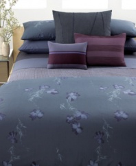 A subtle stripe design brings a modern appeal to Calvin Klein's Smoke Flower blanket, featuring pure combed cotton.