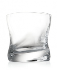With a curved edge and heavy base, River double old-fashioned glasses flow and catch the light like water in luminous crystal from Nambe drinkware.