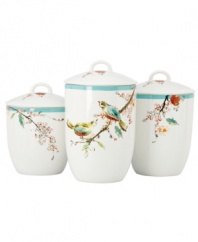 Make your kitchen sing with Chirp canisters from Lenox Simply Fine. Adorned with the beloved birds and florals of Chirp dinnerware and in ultra-durable bone china, they're a smart and irresistible addition to any countertop.