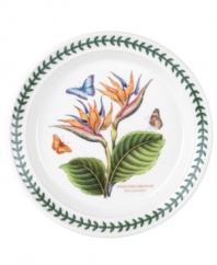 An exotic take on the much-loved Botanic Garden pattern, this salad plate blooms with lush, tropical florals. Portmeirion's trademark triple-leaf border puts the finishing touch on this new dinnerware classic.