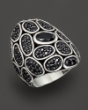 Faceted black chalcedony and black sapphires add dark glamour to pebbled sterling silver. From the Kali collection by John Hardy.