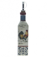 The vintage-inspired Lille Rooster oil pourer layers birds, Baroque florals and letters from France to grace modern kitchens and tables with old-world charm. From Certified International serveware.