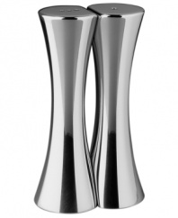 He likes Swedish Modern. She loves Deco. They'll both adore the clean, sculptural lines of the award-winning Kissing Salt & Pepper Shakers. Cast in shining Nambé alloy, they will never tarnish, chip or crack. Individually hand-crafted in Santa Fe, New Mexico. 5 tall.