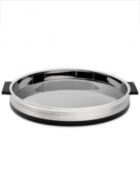 Vera Wang elevates cocktail hour with the deco-cool Debonair bar tray, perfect for serving a crowd. Ribbed stainless steel and slick black enamel create a look of vintage glamor that no bartender can resist.