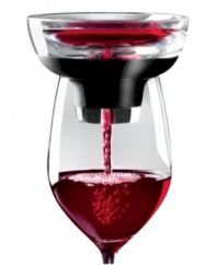Breathing fresh air into your favorite wine, this wine aerator highlights new flavor notes and rounds out taste for a full-bodied finish. Simply rest on any glass, pour as usual and taste the instant transformation yourself. 1-year limited warranty. Model KP-W001.