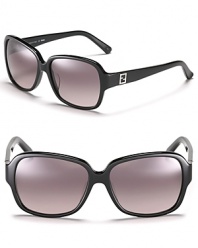 Go for glamorous in these rounded square sunglasses with crystal embellished double F detail at temples.