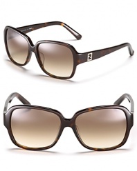 Go for glamorous in these rounded square sunglasses with crystal embellished double F detail at temples.