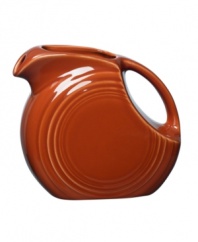 Pour it on. Enjoy the chip-resistant durability and cool Art Deco design that made Fiesta dinnerware famous with the small disk pitcher. With more than a dozen colors to love, you can mix, match and create a look that's all your own.