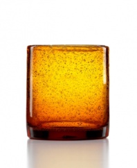 The eye-catching Iris double old-fashioned glass makes a big impact in any setting with a rich amber hue and tiny bubbles trapped in dishwasher-safe glass. From Artland.