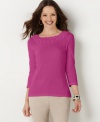 Charter Club's three-quarter sleeve top features crafted applique for a touch of elegance-- it's an Everyday Value!