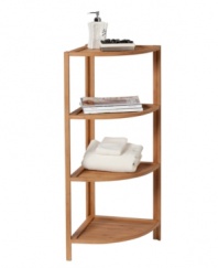 You've got organization cornered with Creative Bath's 4-shelf corner tower. Featuring hand-crafted, eco-friendly bamboo wood for decorative and functional storage perfect for the bath or any room in your home. Easy assembly, hardware included.