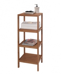 Take your organization to new heights with the Eco 4-shelf tower. Featuring hand-crafted, eco-friendly bamboo wood for decorative and functional storage perfect for the bath or any room in your home. Easy assembly, hardware included.