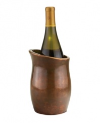 Crafted of alloy and finished in beautiful bronze, this Heritage Curve wine chiller from Nambe keeps white wines chilled while adding old-world elegance and superior style to any setting.