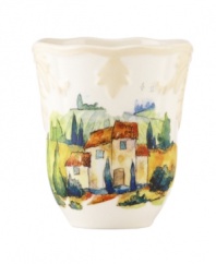 Lenox combines the vintage style of Butler's Pantry dinnerware with a quaint Italian landscape in the utterly charming Tuscan Village accent mug. An elegant classic for casual dining with a raised leaf design and fluted edge in creamy shades of ivory.