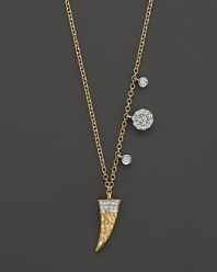 A diamond-embellished horn pendant necklace in yellow gold from Meira T.