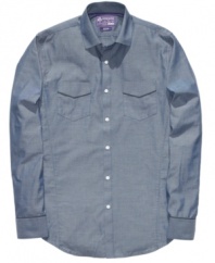 Refine your look with this polished long-sleeve woven shirt from American Rag.