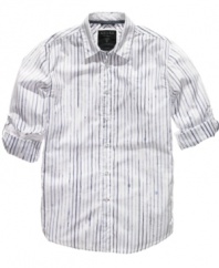 Dripping with style. Throw on this shirt from Guess for a look that can take you from day to night in no time.