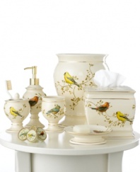 Featuring gold accents and raised-decal birds on smooth ceramic, the Gilded Birds tumbler accents your space with an air of elegance perfect in any season.