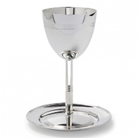 A new heritage piece for your family, this classic and elegant Kiddush cup & saucer set is crafted from Christofle silver.