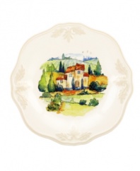 Lenox combines the vintage style of Butler's Pantry dinnerware with a quaint Italian landscape in the utterly charming Tuscan Village accent plates. An elegant classic for casual dining with a raised leaf design and fluted edge in creamy shades of ivory.
