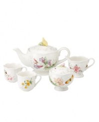 Spring is perpetually in season with this whimsical Butterfly Meadow tea set. Sculpted blooms and colorful butterflies mingle on white porcelain for a sweet, breezy scene that's made to mix and match. Qualifies for Rebate