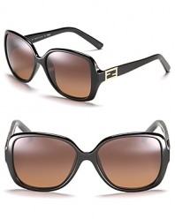 Show your love for Fendi in these rounded square sunglasses with double F logo detail at temples.